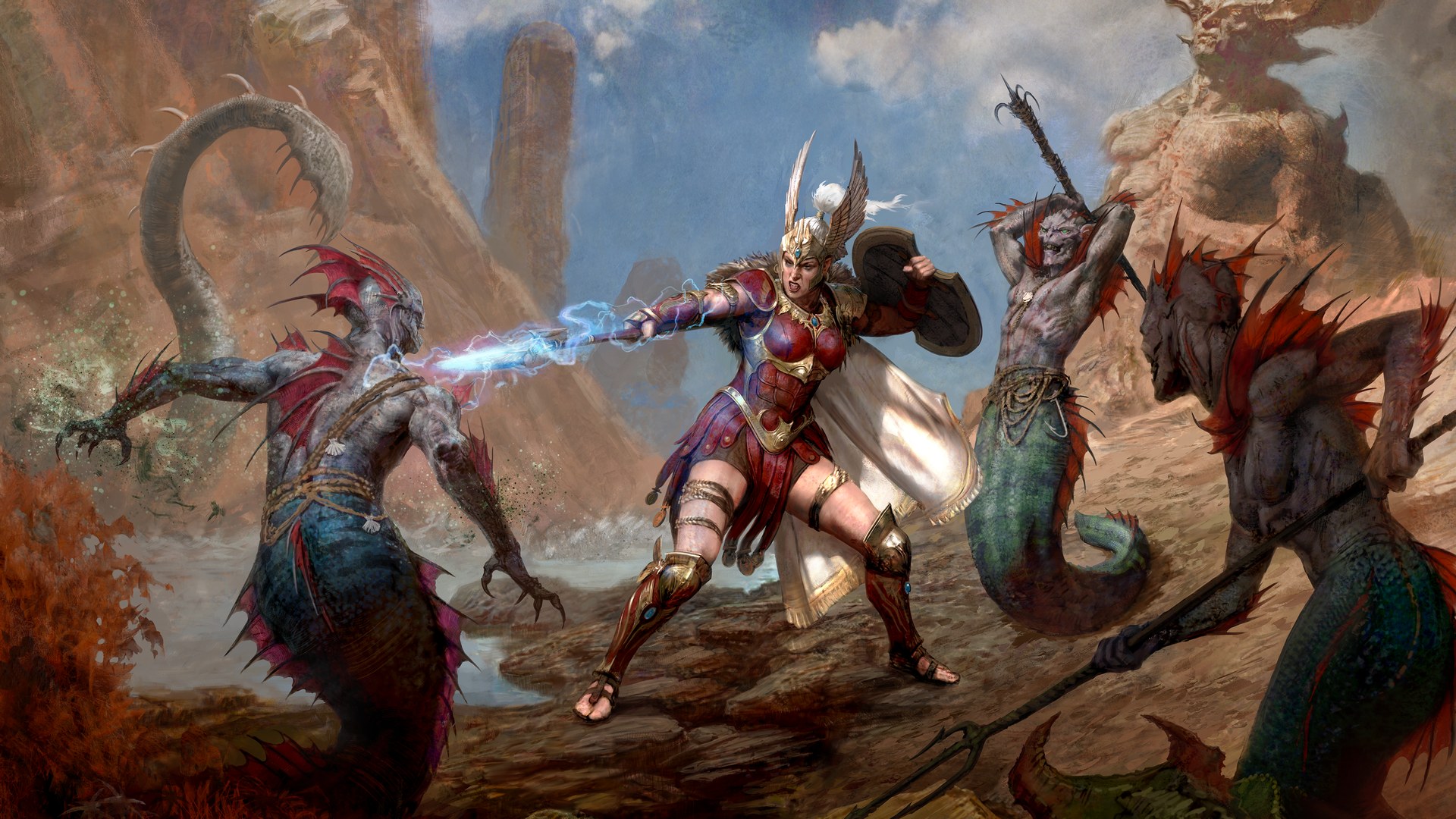 فئة Amazon في Diablo IV تقاتل بالرمح والدرع