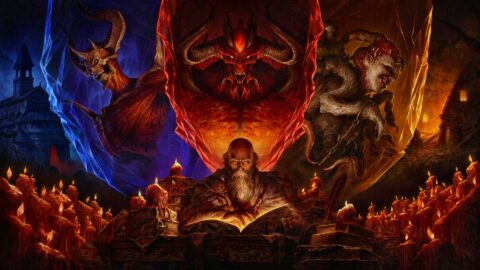 ديكارد كين أمام الشرور الكبرى في فنّ موسم Hell's Legacy، بمناسبة إعلان مسلسل Diablo