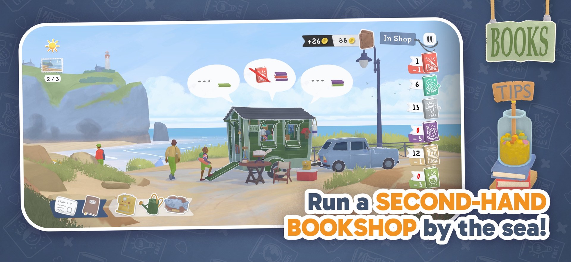 متجر الكتب الصغير على شاطئ البحر في Tiny Bookshop