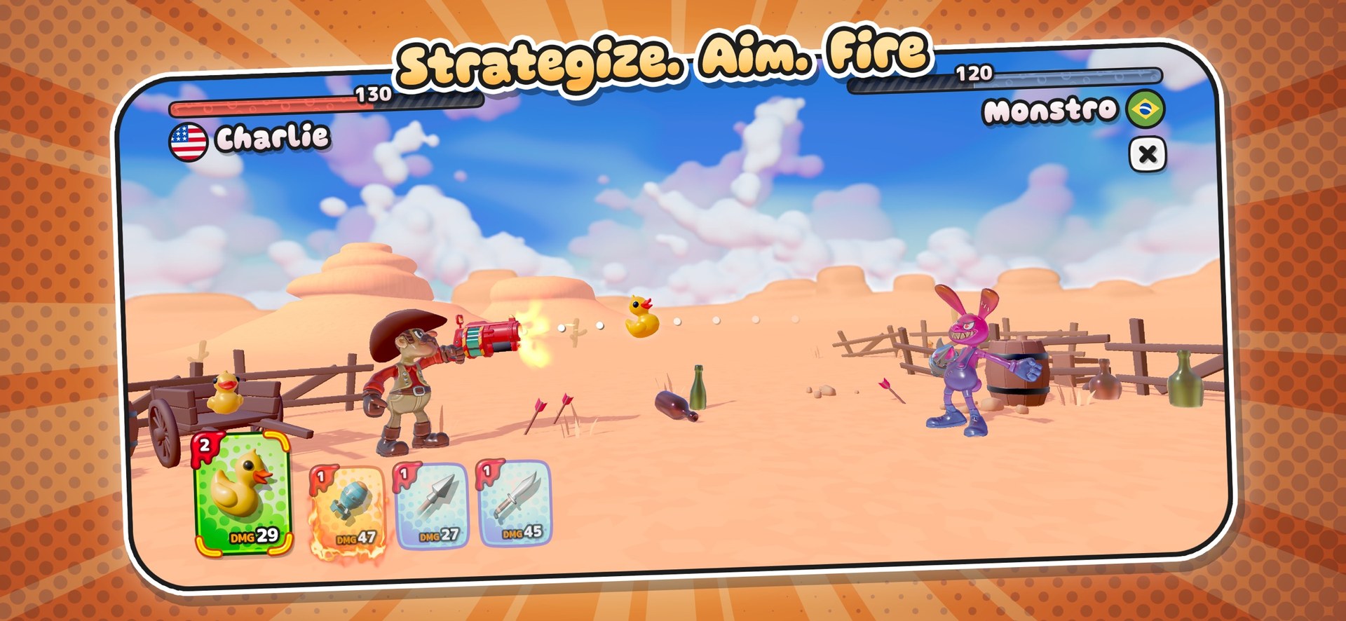 لقطة من مبارزة في Gumslinger 2: Ducks & Nukes