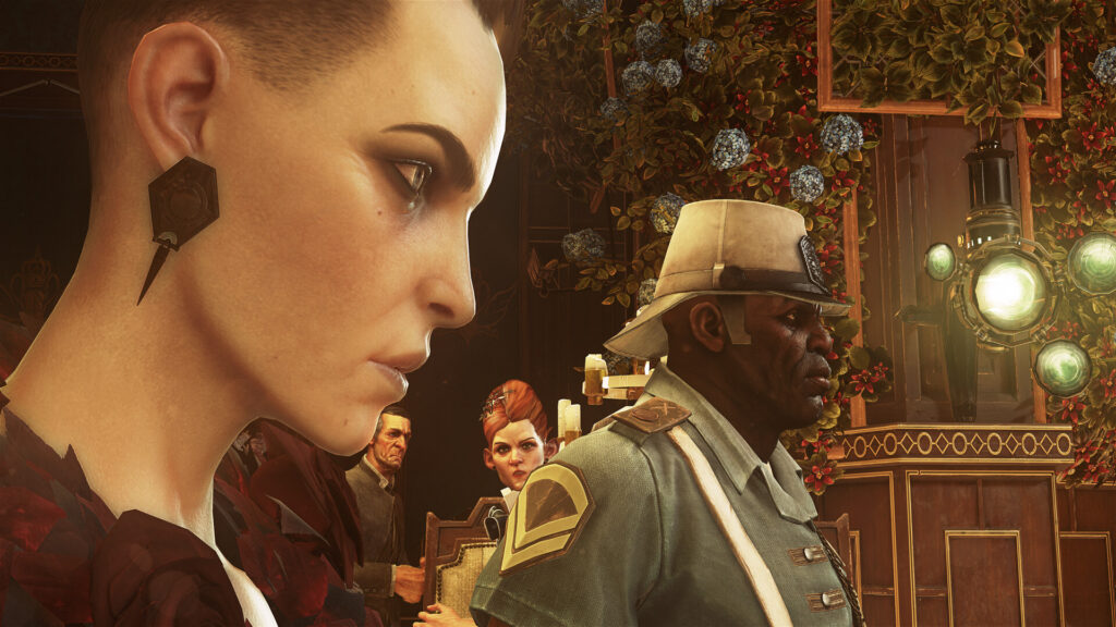 إميلي كالدوين في مواجهة داخل قصر في لعبة Dishonored 2