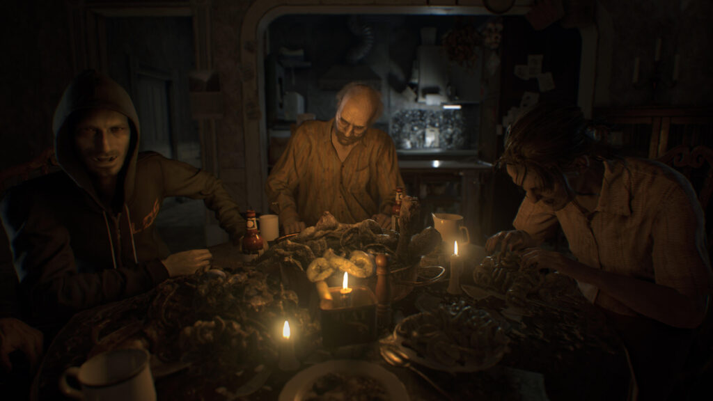 مائدة عشاء عائلة بيكر في Resident Evil 7 Biohazard